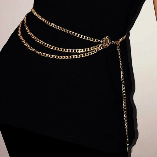 Trendy Fashion Chain Belt - Gold / Silver - Sleek Style
