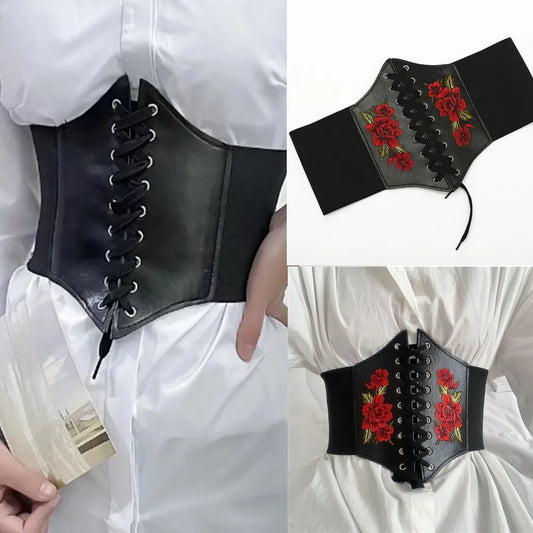 Wide Corset Waist Belt - Girdle Style Fashion